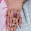 925 Silver Studded Ruby Cocktail Ring