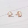 925 Silver Sunburst Opal Studs Earrings in thick gold plating