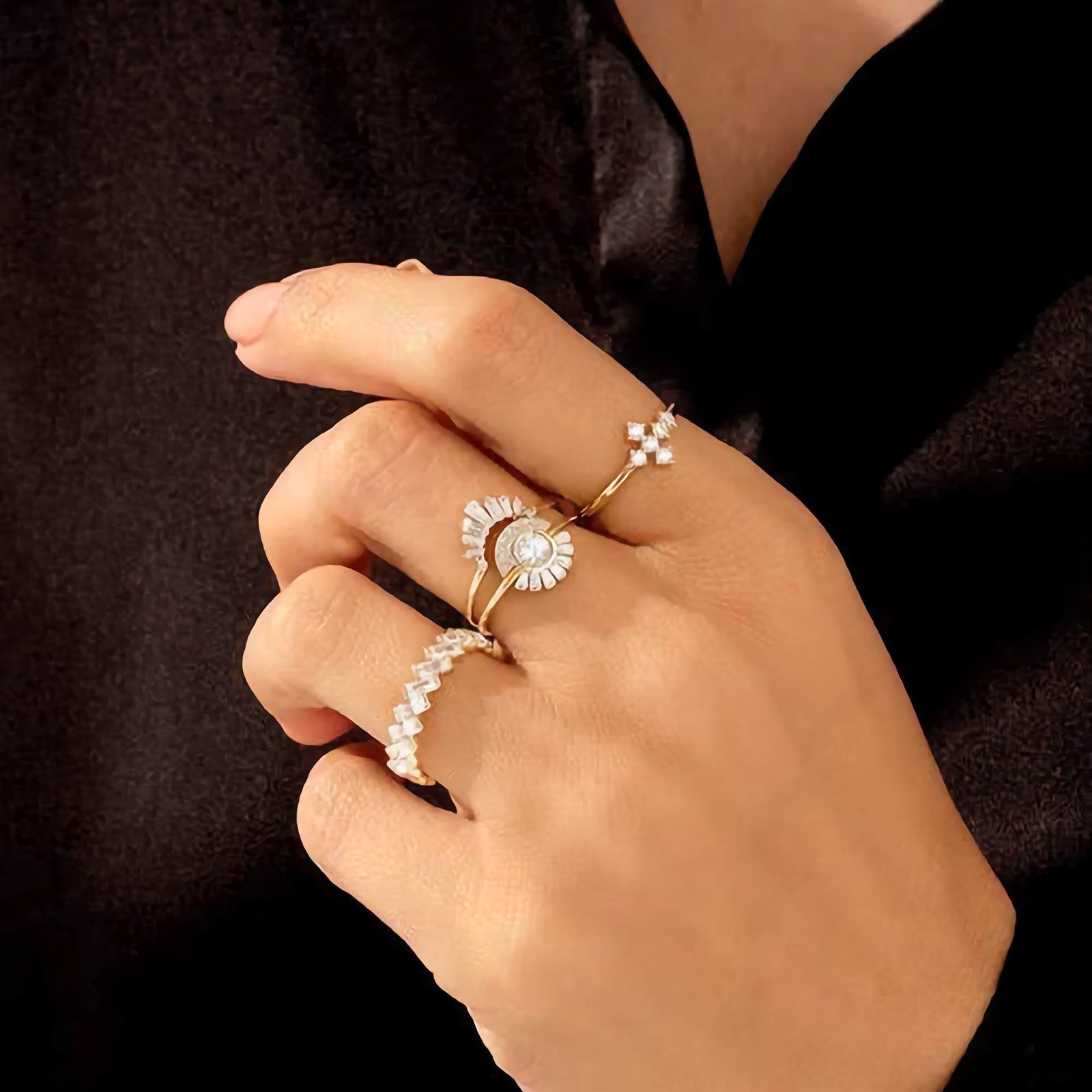925 Silver Sunburst Stacking Ring - Image 4