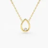Halo-set teardrop necklace with polished gold plating