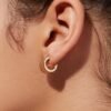 925 Silver Textured Hoop Earrings - Image 2