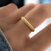 Slim 4mm stacking ring with a refined textured design