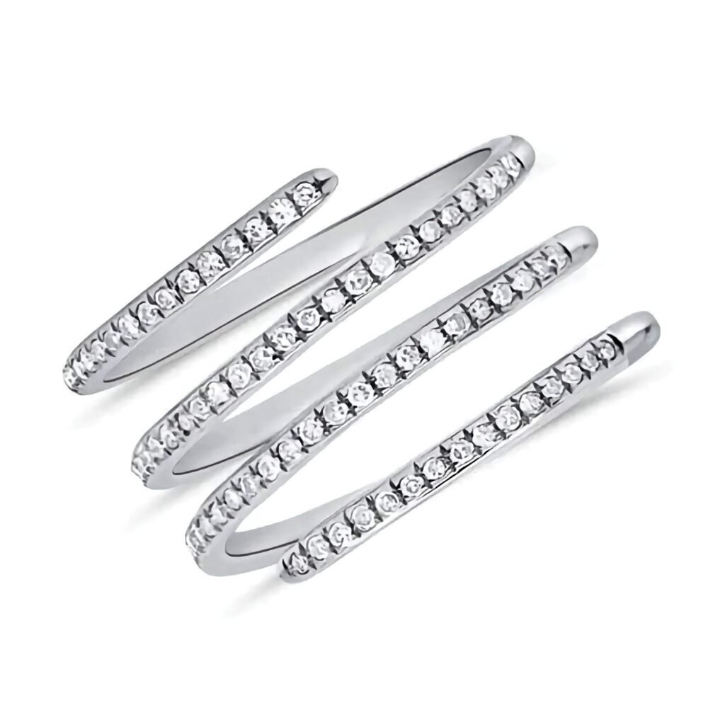 925 Silver Thin Diamond Multicoil Ring