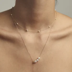 925 Silver Three Pearl Lariat Neckalce
