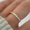 925 silver three pearl ring with slim pavé band