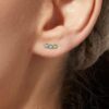 925 Silver Three Stone Stud Earrings with gold plating