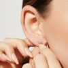 Three stone stud earrings with premium cubic zirconia sparkle
