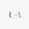 925 Silver Three Stone Stud Earrings with diamond-like CZ