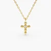 925 Silver Tiny Ball Diamond Cross Necklace - Image 3