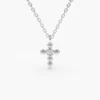 925 Silver Tiny Ball Diamond Cross Necklace - Image 5