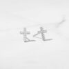 925 Silver Tiny Cross Studs Earrings - Image 3