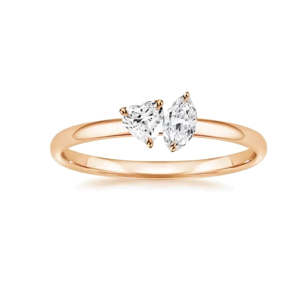 925 Silver Toi-Et-Moi Diamond Ring
