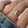 Elegant ring with two 6x8mm premium CZ stones