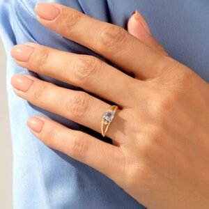 925 Silver Triangle Aquamarine Ring
