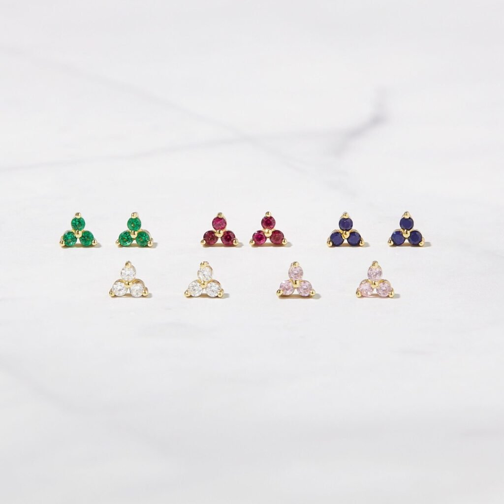 925 Silver Trio Stone Studs