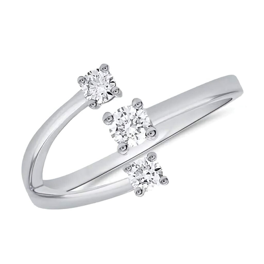 925 Silver Triple Diamond Claw Ring