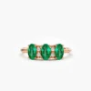 Triple-stone ring in 925 sterling silver with emerald CZ accents