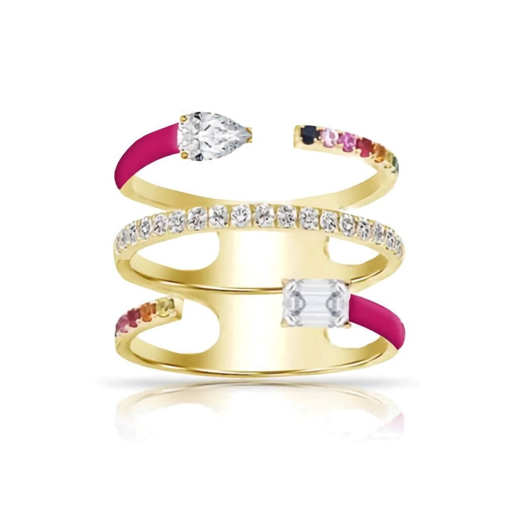 925 Silver Triple Row Ring