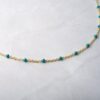 Turquoise enamel beaded necklace in 925 sterling silver with thick gold plating