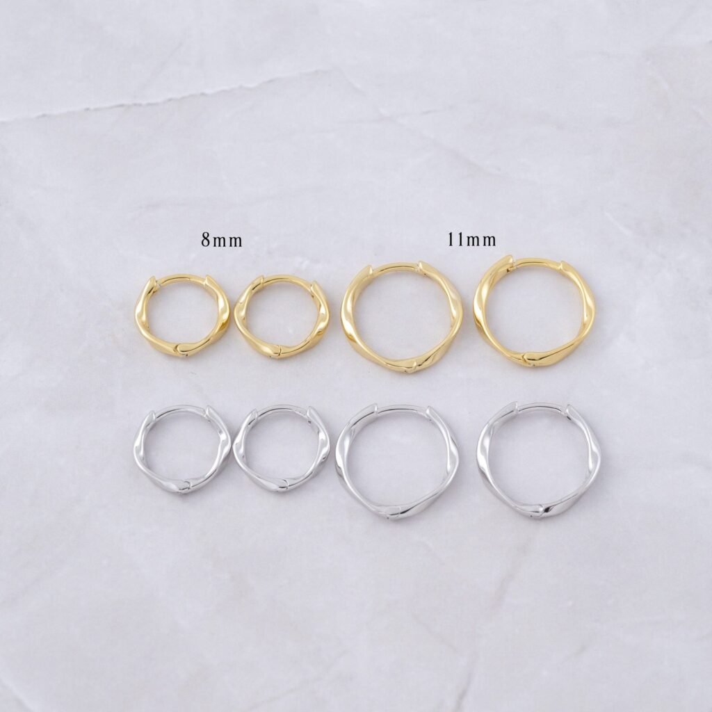 925 Silver Twisted Mini Hoop Earrings