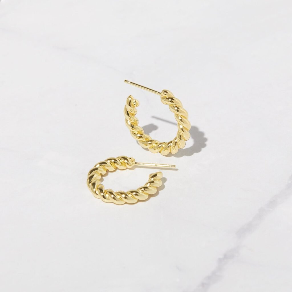 925 Silver Twisted Small Hoop Earrings