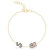 925 silver bracelet with two enamel outline initials