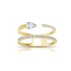 Two row sterling silver ring with brilliant stone rows