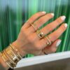 Pave-set silver ring with thick gold plating