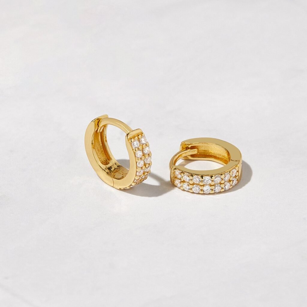 925 Silver Two Row Huggies Earrings