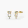Unique baguette diamond earrings in sterling silver
