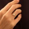 Vintage baguette ring in 925 sterling silver with gold plating