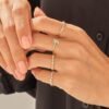 925 silver ring with a baguette-cut centre stone design