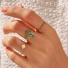 925 Silver Vintage Emerald Engagement Ring - Image 6