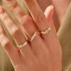 925 Silver Wave Stacking Ring with polished gold plating