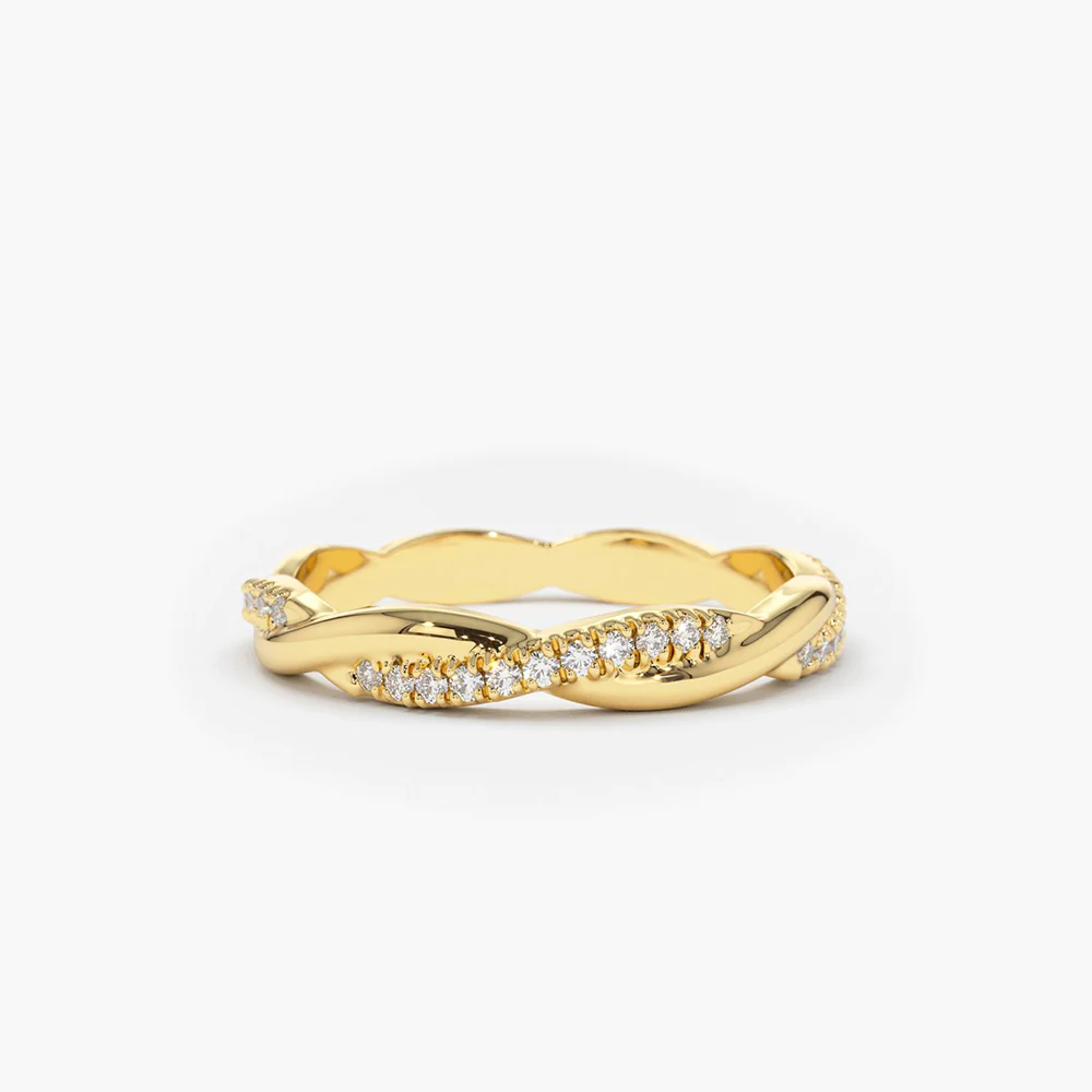 925 Silver Weaving Braid Eternity Diamond Ring