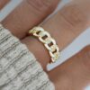 925 Silver White Enamel Chain Ring - Image 8