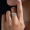 Wavy 925 sterling silver stacking diamond ring