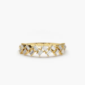 925 Silver Zig Zag Baguette Diamond Ring