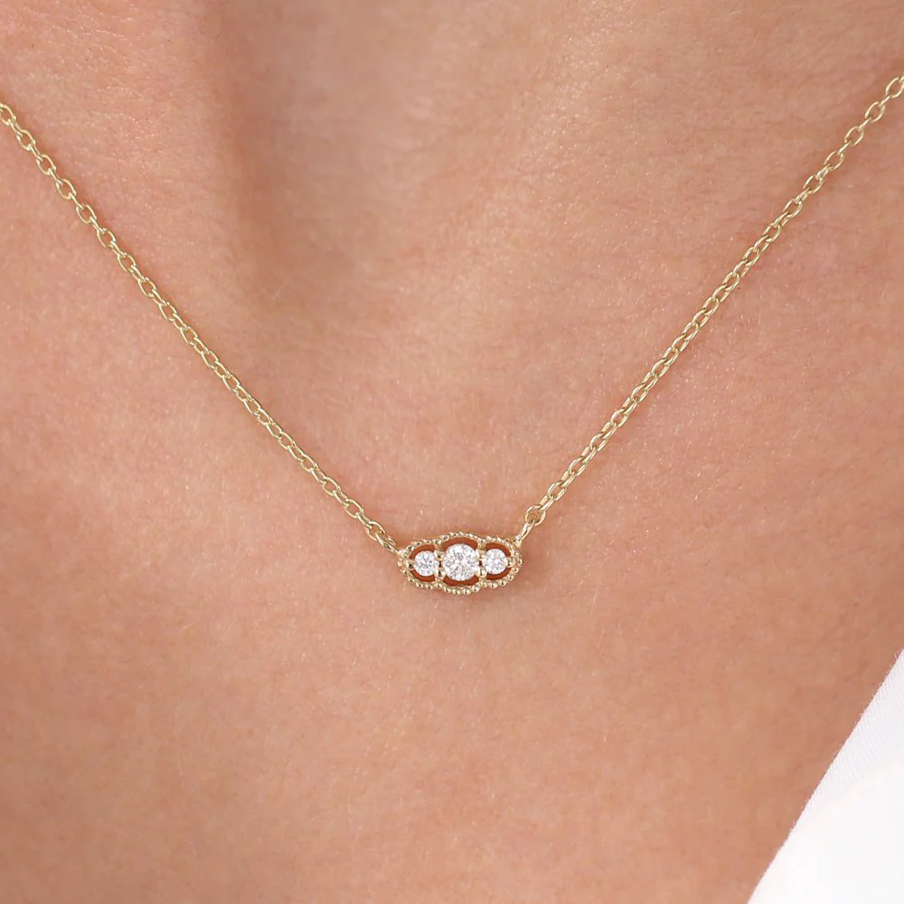 925 SilverArt Deco Trio Diamond Necklace