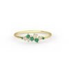 Sterling silver cluster ring with emerald-style and diamond-style stones