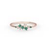 925 sterling silver ring with cluster-set CZ emerald and CZ diamond stones