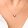 Diamond-style pendant featuring a bezel-set round stone on a bail