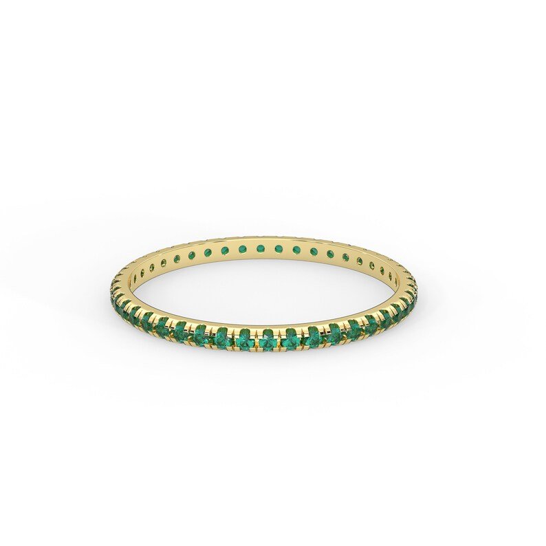 925 Sterling Silver 0.35 ctw Emerald full Eternity Band | Emerald Eternity Band | Thin Band