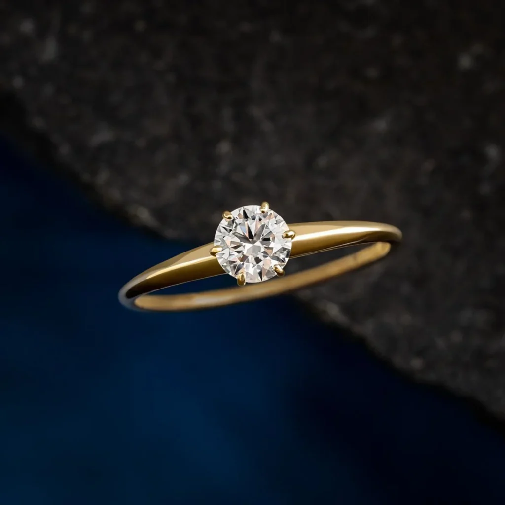 925 Sterling Silver 0.3ct. Round Cut Diamond Ring
