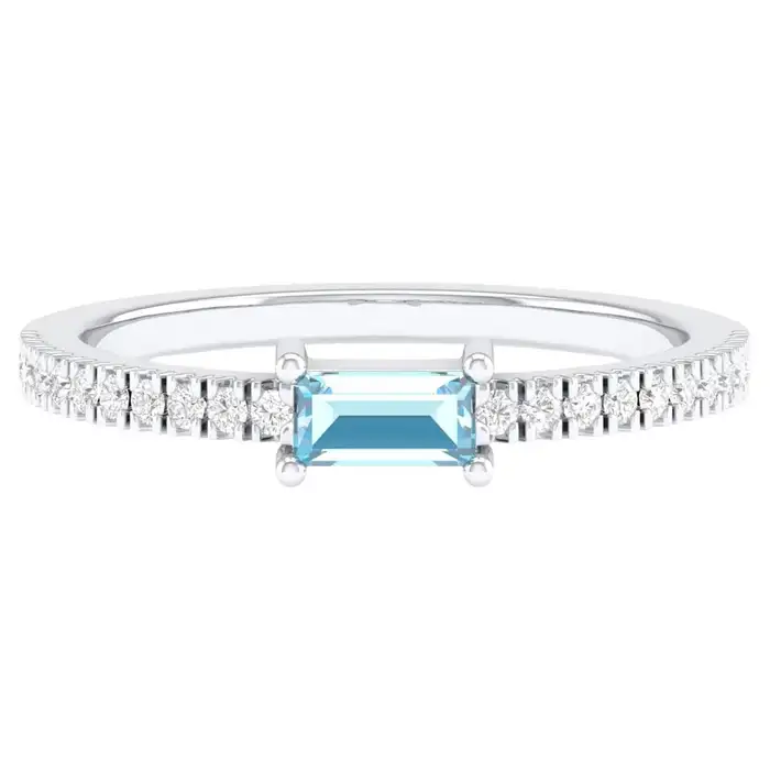 925 Sterling Silver 0.4 Carat Aquamarine Infinity Band