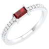 Sterling silver infinity band ring with CZ ruby and diamond accents