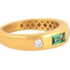 925 sterling silver ring featuring Premium CZ diamond and emerald stones