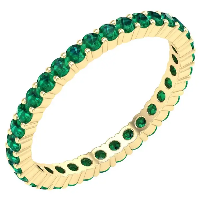 925 Sterling Silver 0.85 Carat Emerald Eternity Ring Minimalist Emerald Band