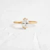 925 Sterling Silver 0.9ct. Oval Cut Diamond Ring
