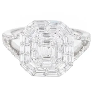 925 Sterling Silver 1.12 Carat Diamond Contemporary-Style Ring
